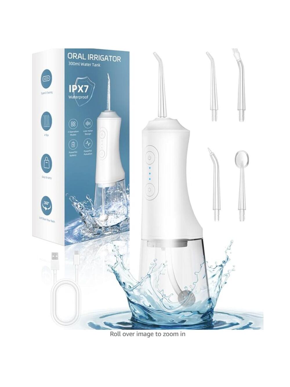 Oral Irrigator, 3 Modes 4 Replaceable Jet Tips